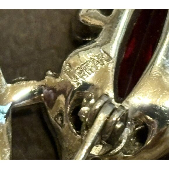 VTG 1941 Signed TRIFARI Krussman Fishel A. Spaney Floral Spray Enamel Brooch Pin - Picture 11 of 12